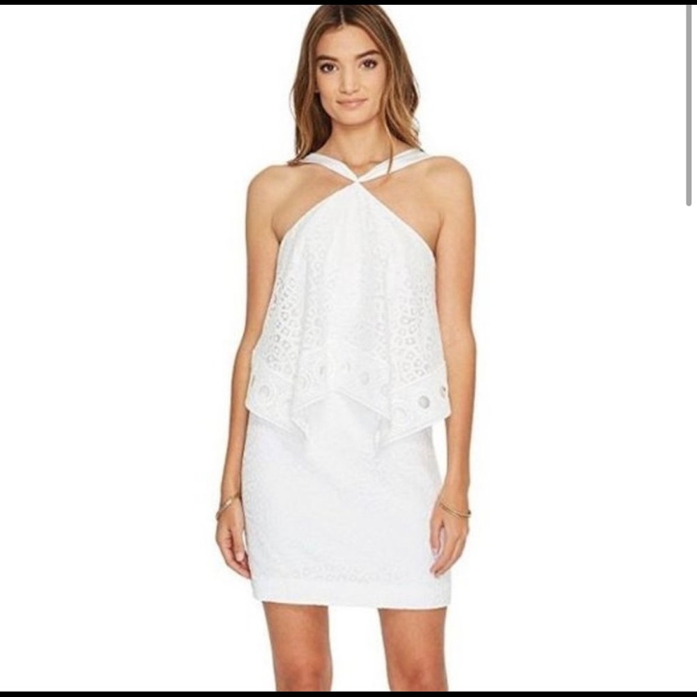 Lilly Pulitzer Pearson Halter Oyster Shell Lace Cocktail Dress White